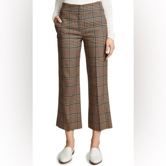 Veronica Beard | Cormac Plaid Wool Blend Trousers Size 0 - Picture 1 of 8